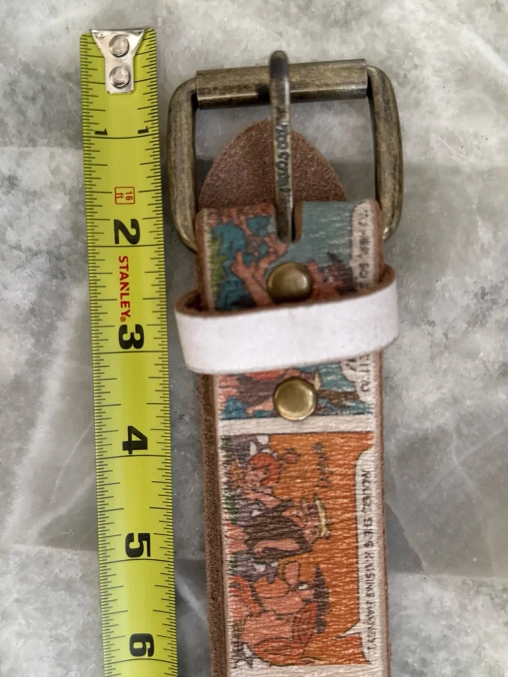 Flintstones comic strip Printed Leather Belt with Tan Backing